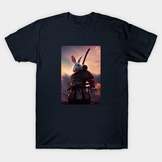 Rabbit Samurai Warrior T-Shirt by Out-House Designs